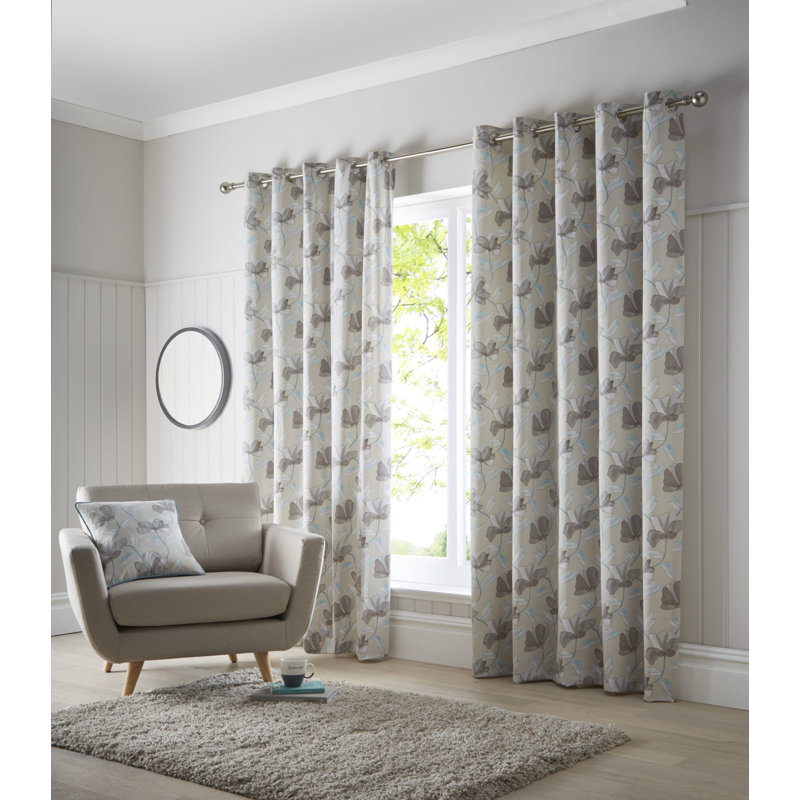 Aaru Springfield Eyelet Curtains (Set of 2), Teal, 168cm Width x 183cm Drop