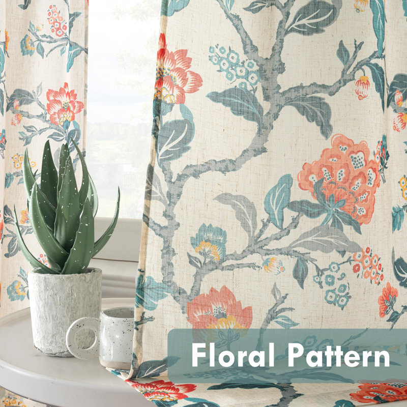 Kitchen Curtain Floral Tier Linen Short Pinstripe Cafe for Living Room Bathroom Julia Farmhouse Rustic Curtains Rod Pocket 2 Panels