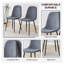 Ensemble de salle à manger 7 pièces industriel moderne avec table en bois rustique et chaises en lin rembourrées gris foncé pour 6