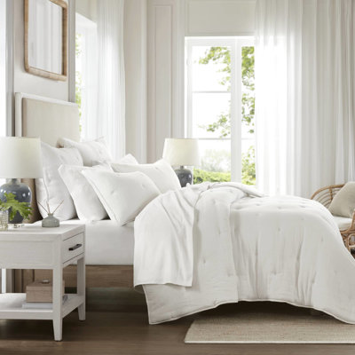 Courtepointe 3 pièces en gaze de coton blanche pour texture moelleuse / grand, plissée, toutes saisons, peau, confortable, respirante, légère broderie naturelle, standard 100, couleur, confortable