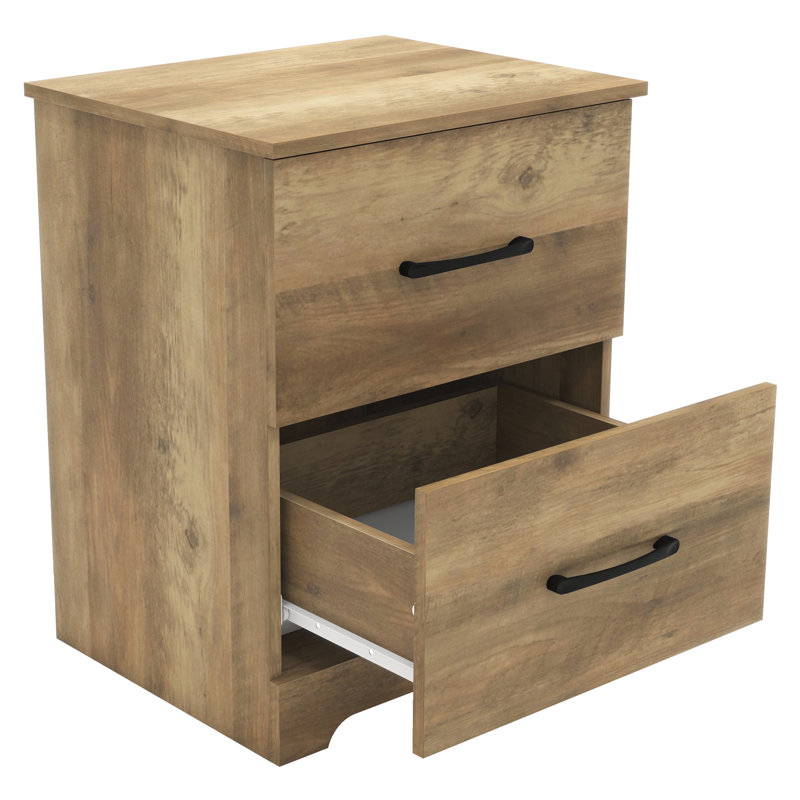 Table de chevet en bois manufacturé à 2 tiroirs H 23,7 po Arkia, Blanc, Individuel