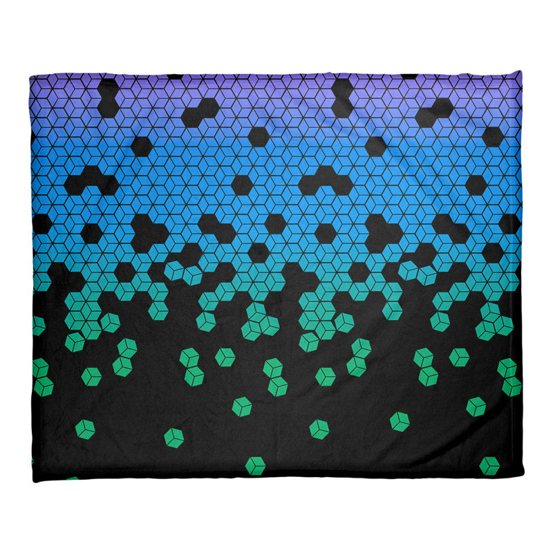 Katelyn Elizabeth Sewn Throw Blanket, 52.5" W x 62.5" L, Purple/Black/Blue