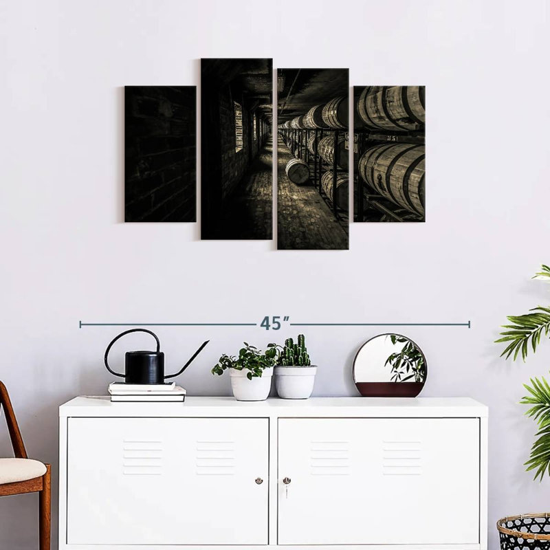 " Whiskey Cellar " 4 - Pieces, 22" H x 36" W x 1" D