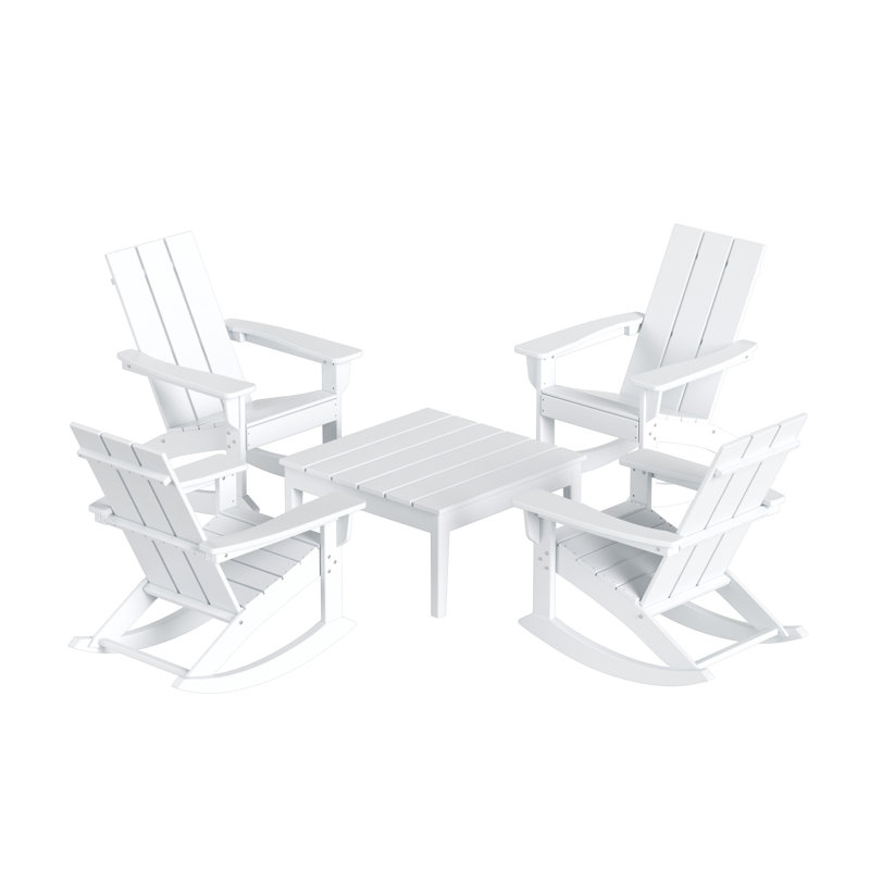 Joubert Outdoor Adirondack Chair With Table, White