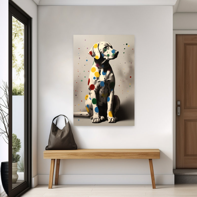 Art mural contemporain à pois, Labrador, H 60 po x l 40 po