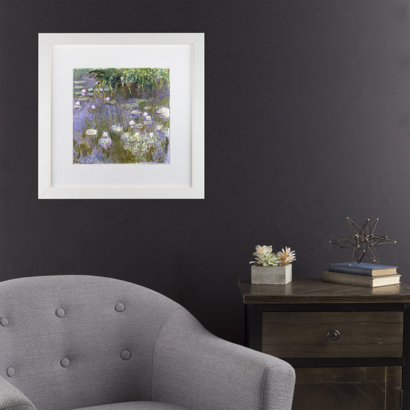 « water lilies », reproduction sur toile, H 16 po x l 16 po x P 0,5 po, Blanc, Cadre blanc