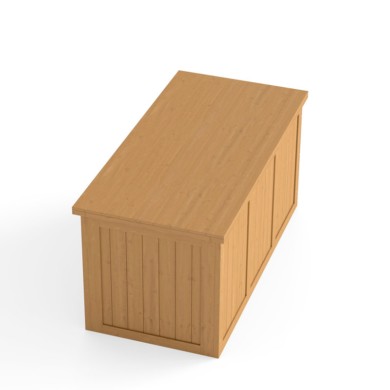Coffre de terrasse spacieux en bois de 67 gallons avec un design élégant pour la décoration, Brun