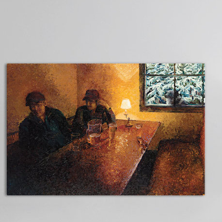 " The Snorting Elk Pub " by Iris Scott, 18" H x 26" W x 1.5" D, Wrapped Canvas, No Mat