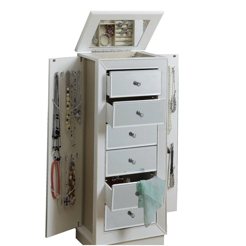 Armoire à bijoux blanche à 6 tiroirs