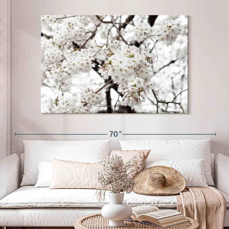 Harnek White Sakura Cherry Blossom, 34" H x 51" W
