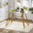 Dining Tables | Mesa de Comedor | Modern 47.3 Inch Rectangular Glass Table, Gold Metal Legs for Dining Room Kitchen Office | Gold-1636540369