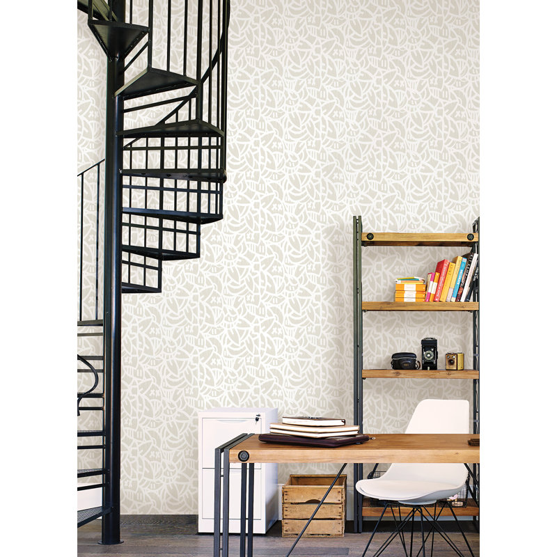 Papier peint crème avec arrangements audacieux, Blanc cassé
