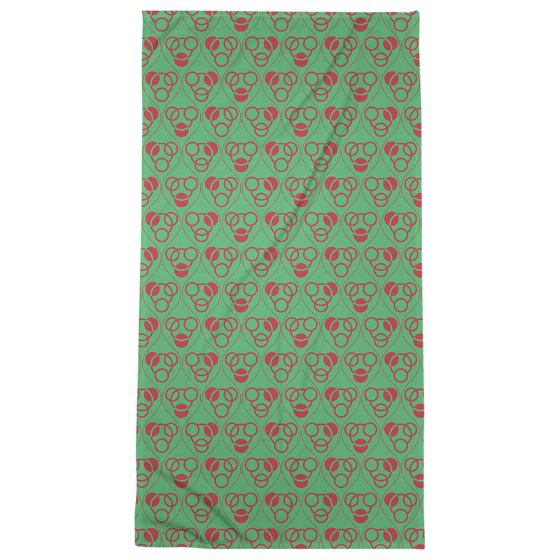 Bath Towel, Green/Red, Poly/Cotton