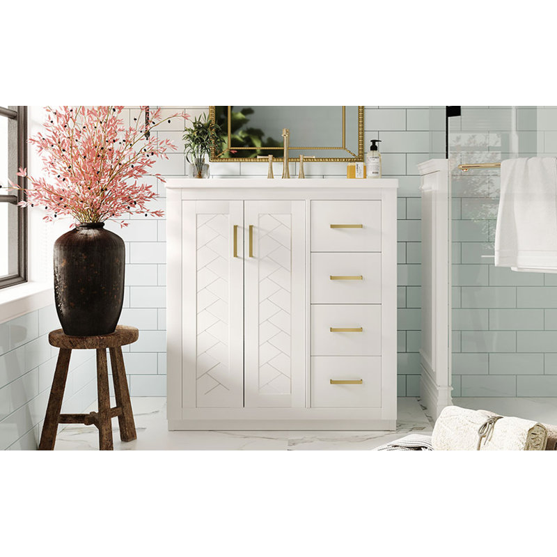 Meuble-lavabo 30 po avec lavabo en céramique, Blanc