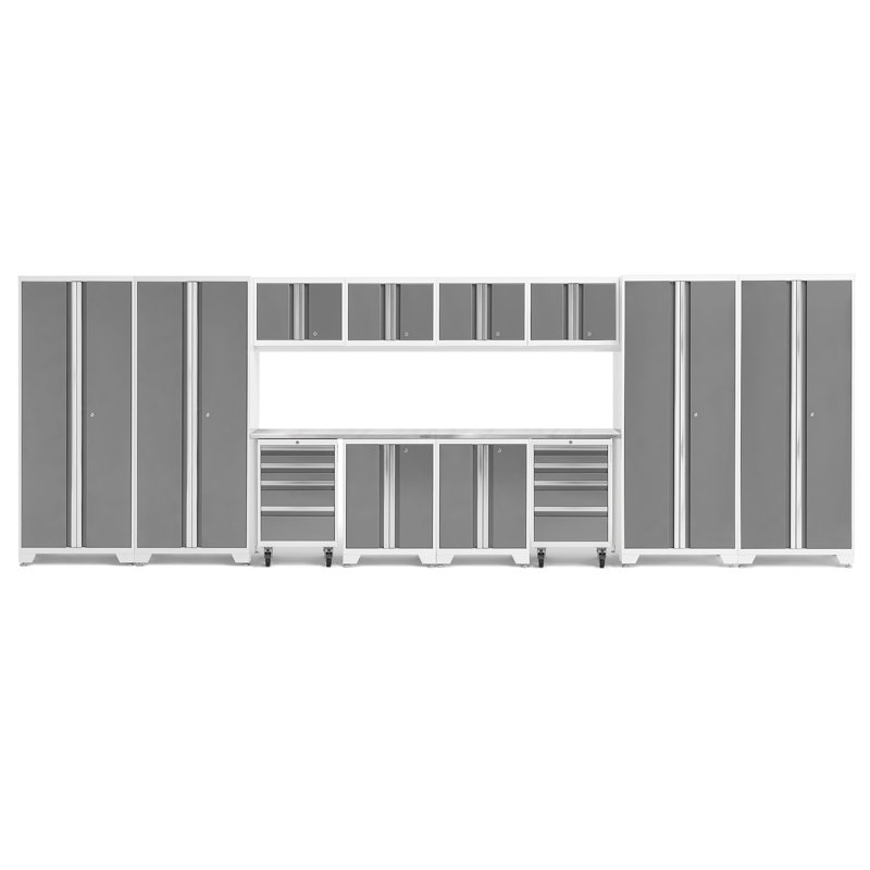 Ensemble de 14 armoires de rangement Bold Series, Acier inoxydable, Blanc