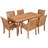 Teak Wood Bistro Dining Set Including Rectangular Table With Abacho Arm Chairs-108531448