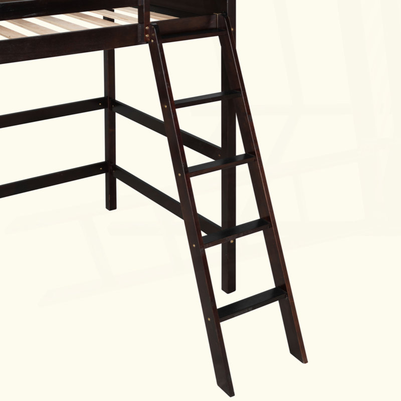 Lit mezzanine en bois avec échelle, Espresso