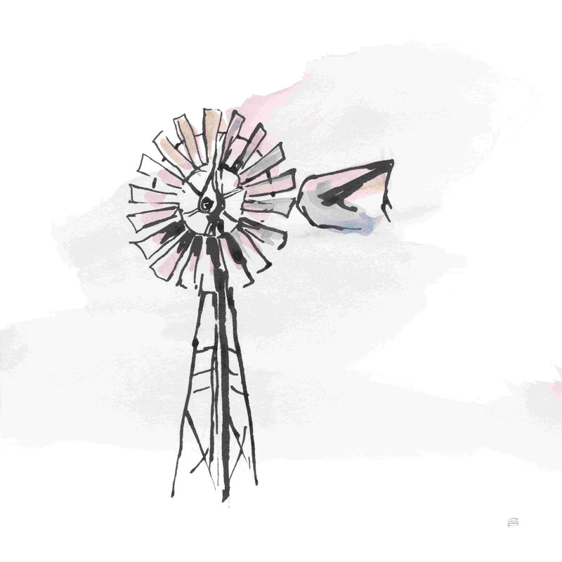 «Windmill V» par Chris Paschke, peinture sur toile tendue, H 36 po x l 36 po