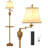 Traditional LED Floor Lamp With 350° Adjustable Swing Arm Lamp – Vintage Standing Pole Lamp For Living Room, Bedroom And Office – Rustic Upright Floor Light For Home Décor With Silk Fabric Shade-695417595