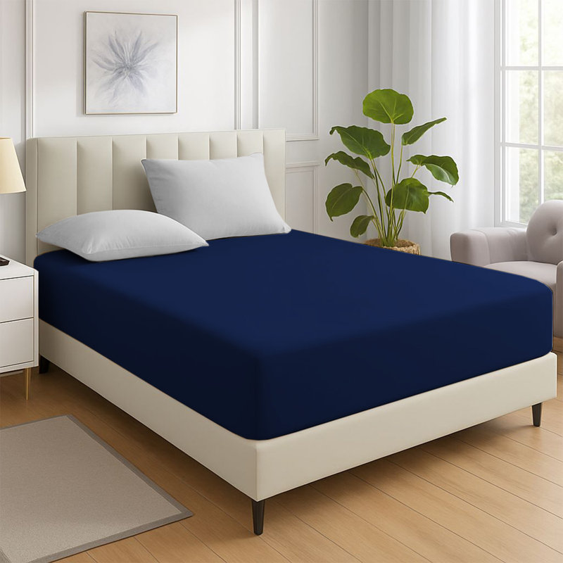 200 Thread Count Microfiber Deep Fitted Bed Sheet – 25cm Pocket, Single (3'), Navy