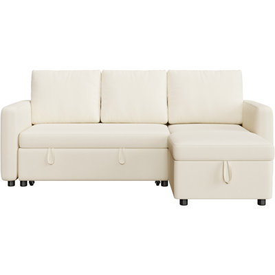 Moda Form 3-Seater L-Shaped Sofa Bed, Convertible Corner Sofa with Reversible Chaise & Pull Out Trundle Bed  for Small Living Rooms, Apartments