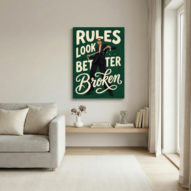 Ensemble de 1 tableau sur toile « Les règles sont plus belles brisées », H 30 po x l 20 po, Toile tendue