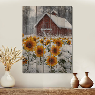 Tournesols tournés par la boîte à outils Frosty I - Art mural en bois tournesols - sur bois de pin naturel