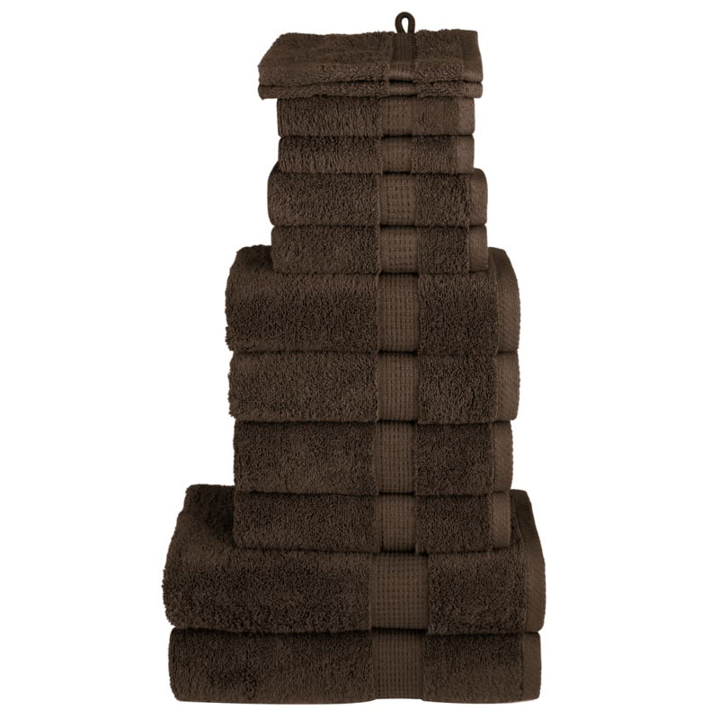 Premium Towel Set SOLUND 600 Gsm, 12 Piece Towel Set, Brown