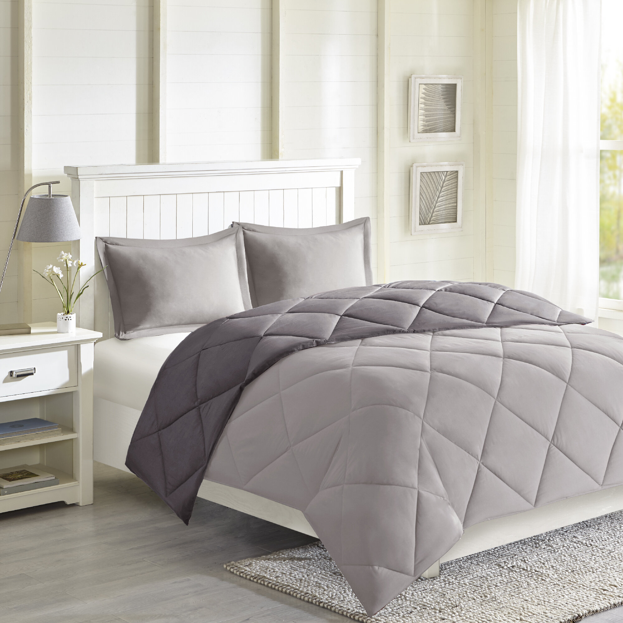 Ebern Designs Barnicoat Microfiber Reversible Comforter Set & Reviews