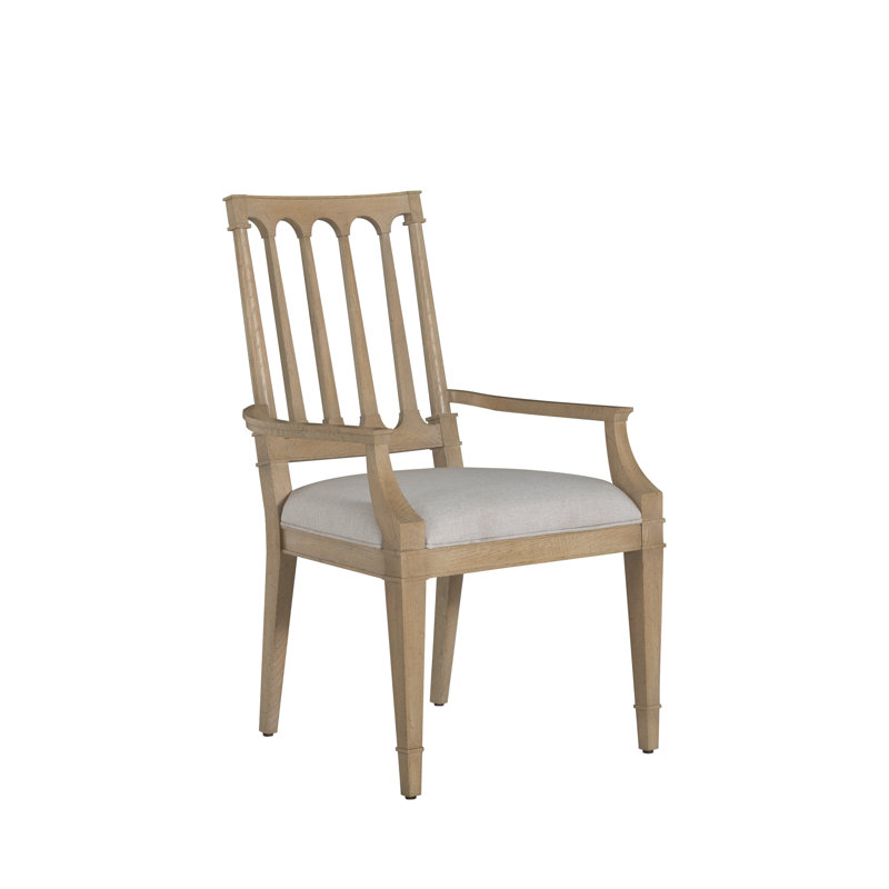 Mathis Wood Sculpted Back Dining Arm Chair, Rustic French Oak