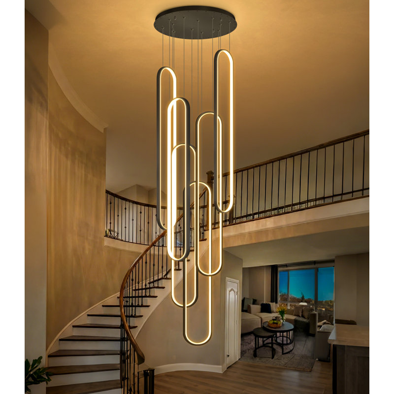 Modern Chandelier With Dimmable Lighting, Black
