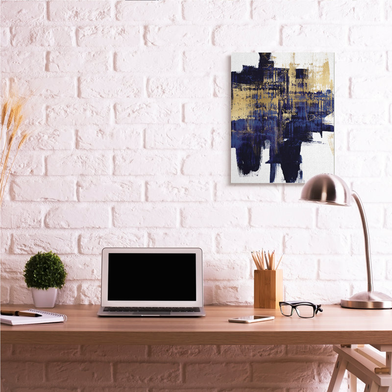 Art mural en toile surdimensionné abstrait bleu mousseux par Alex Wise, H 30 po x l 24 po, Toile tendue