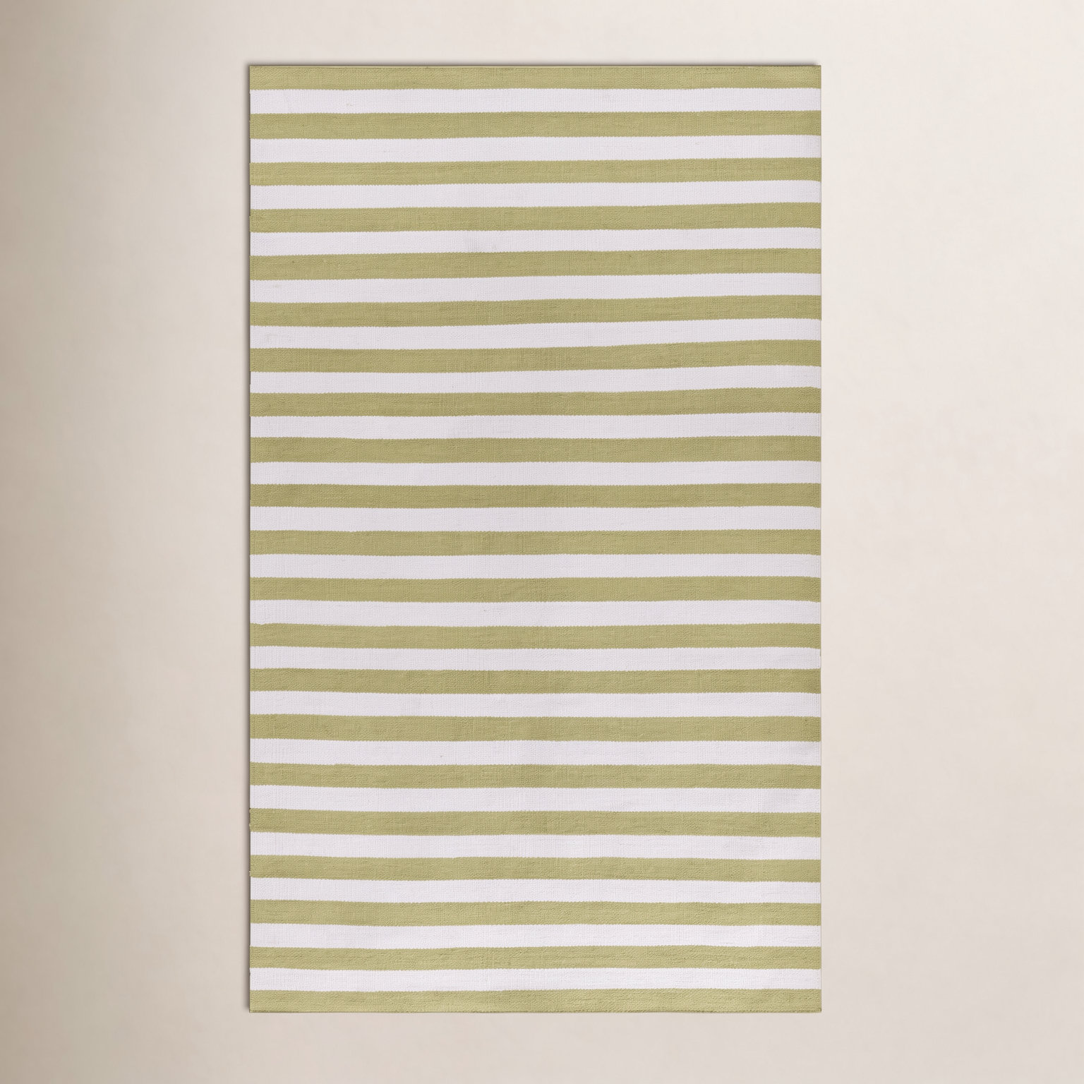 Rockaway Green Hand-Woven Striped Outdoor Rug, 10' X 14'