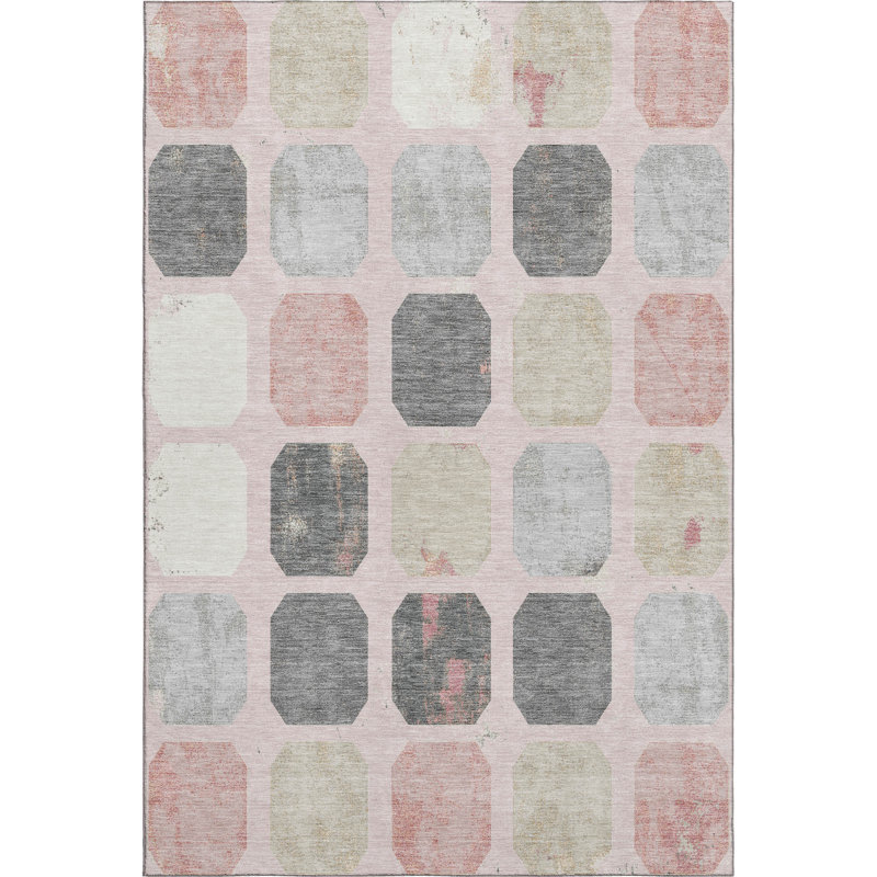 Premium Machine Washable Ralston AMF1950 Geometric Rug, Rectangle 10' x 14'