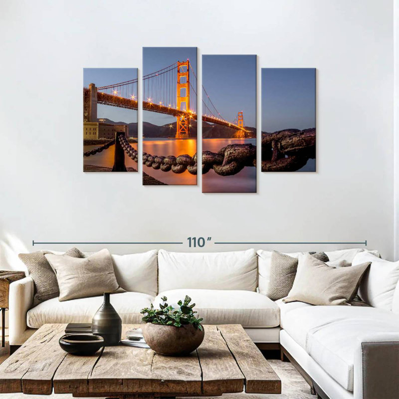 Lilie soirée au Golden Gate Bridge, H 48 po x l 75 po