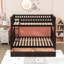 Lit superposé simple au-dessus d'un lit double en bois avec garde-corps, tiroirs et conception convertible-1885706085