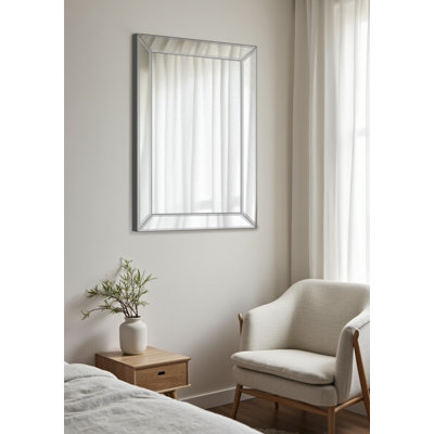 Rectangular Framed Contemporary Wall Mirror for Bathroom, Bedroom, Living Room