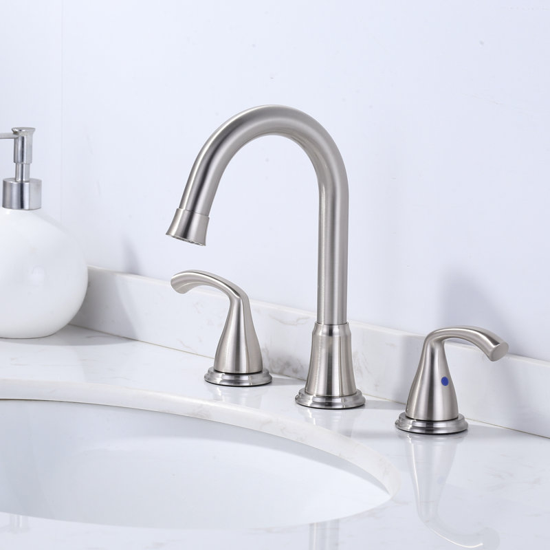 Widespread Bathroom Faucet with Drain Assembly, Brushed Nickel