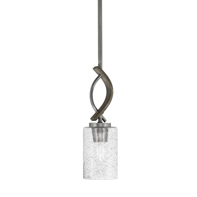 Mini-luminaire suspendu avec tige 4 po Hallmann, Graphite / bois patiné peint, Bulles / fumée, H 12,75 po x l 4 po x P 4 po
