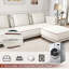 Canapé modulaire modulaire: canapé de luxe 86 pouces avec repose-pieds, coussins de canapé rembourrés à 70%, amovible et lavable, canapé en lin ultra-doux, très grand canapé de salon blanc