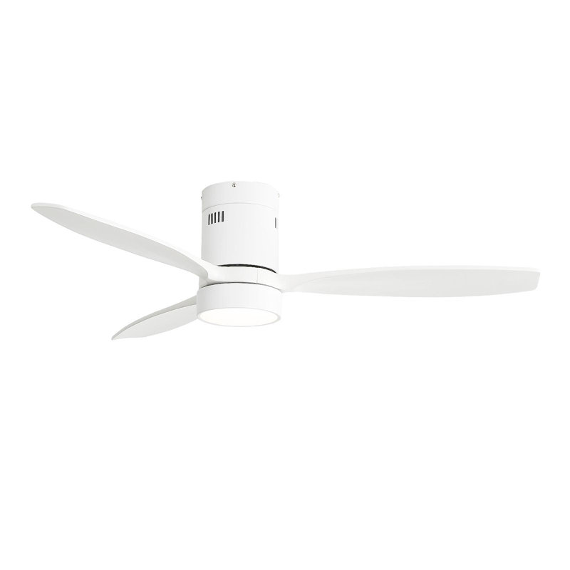 Ventilateur de plafond encastré en bois massif de 52 pouces avec moteur à courant continu réversible à télécommande 6 vitesses pour la maison