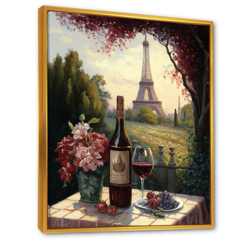 «Savouring Red Wine» par la Tour Eiffel Paris I, reproduction sur toile, H 20 po x l 12 po x P 1 po