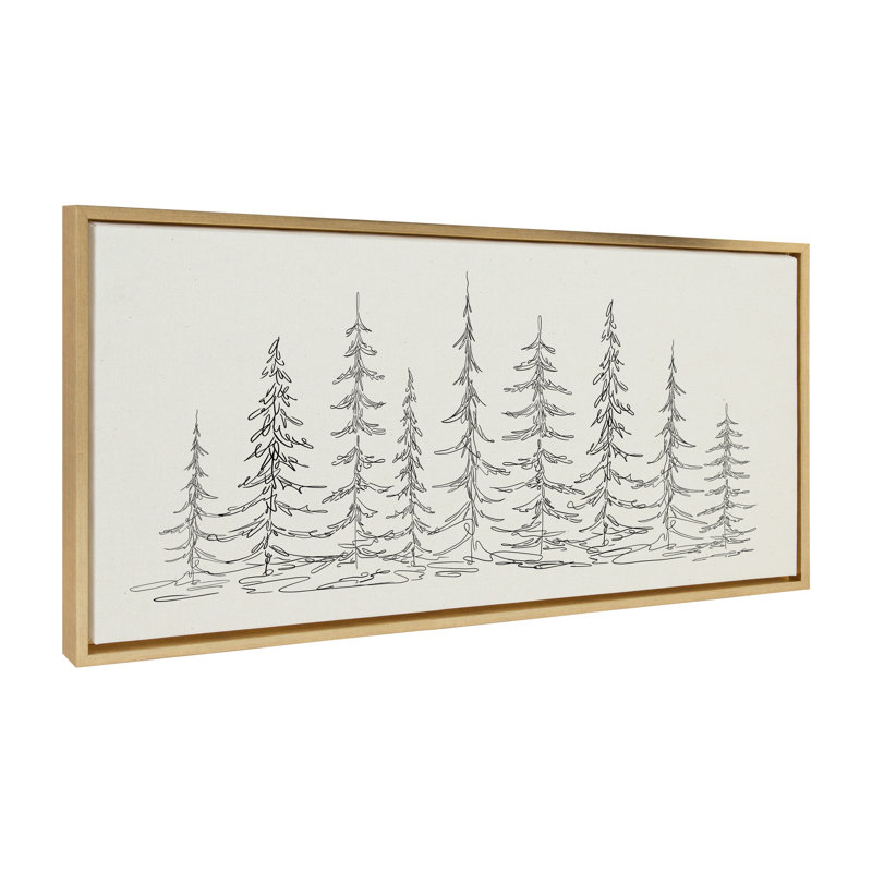 «Minimalist Evergreen Trees S croquis» par The Creative Bunch Studio, reproduction d'art sur toile encadrée, Doré