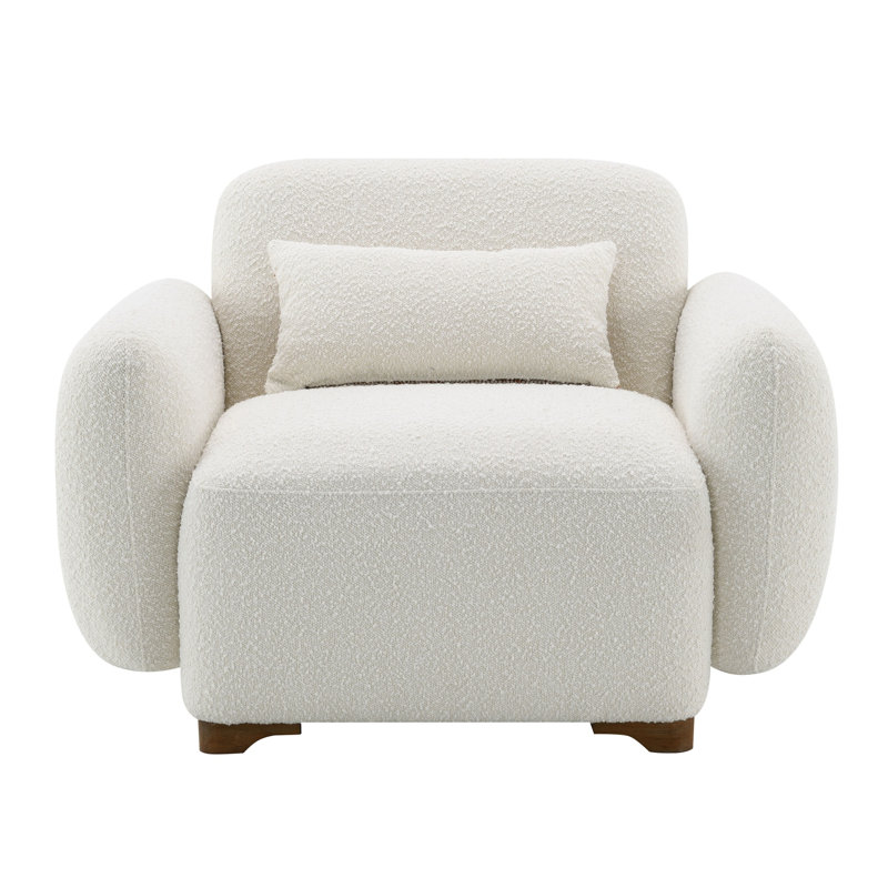 Fauteuil d'appoint Darius Beige Boucle avec 1 coussin décoratif