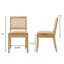 Chaises de salle à manger modernes en bois massif avec dossier en rotin, chaises d'appoint en lin brun clair (ensemble de 2) 