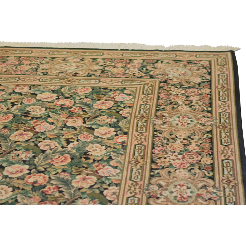 Hand Knotted Wool Area Rug in Black