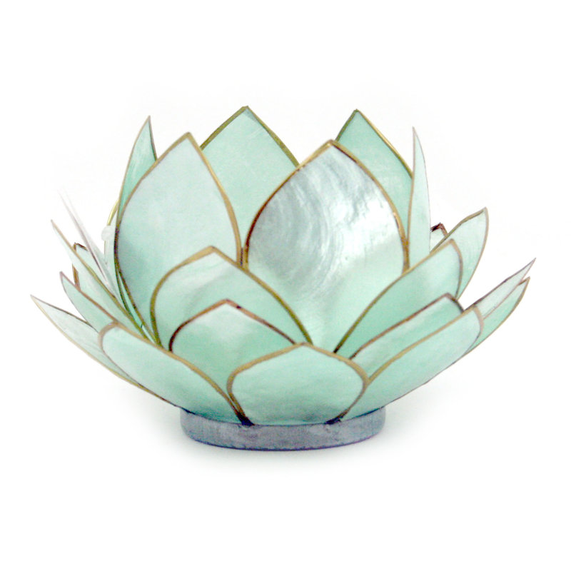 Porte-bougie bougie fleur de lotus Capiz, Turquoise