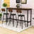 4-Piece Dining Table Set, Industrial Rectangular Table with Upholstered Chairs and Adjustable Foot Pad-1125011564-1125011555