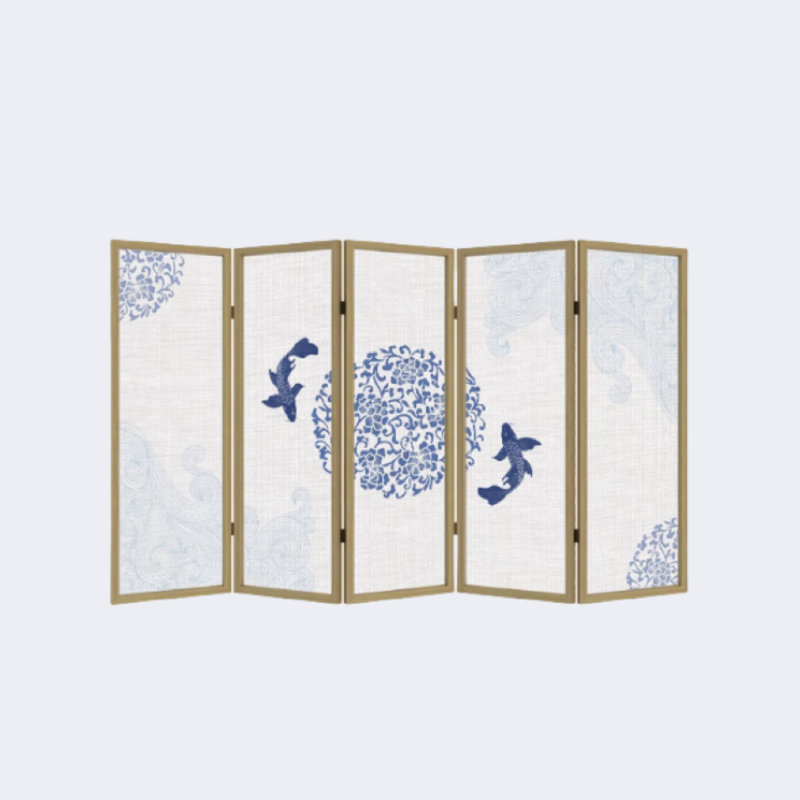 Écran en porcelaine bleu et blanc, H 74,8 po x l 98,42 po x P 1,18 po