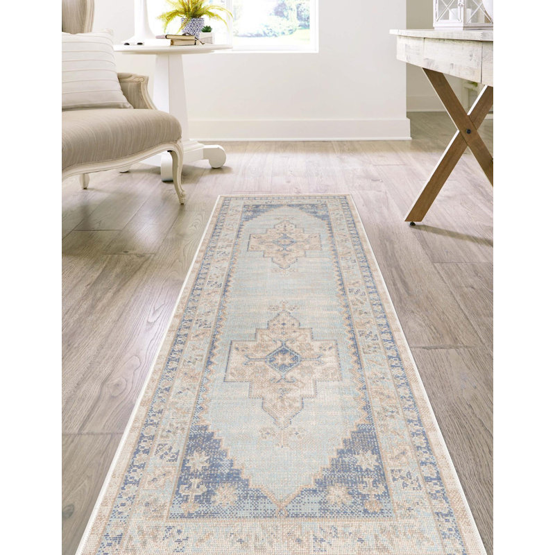 Tapis bleu ciel Parchette, Tapis de couloir 2 pi x 8 pi